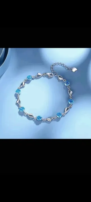 Pulsera Plata Ley Circonitas Azul