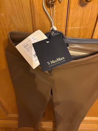 Pantalones Max Mara Cuero Marrón talla 34-36 NUEVO