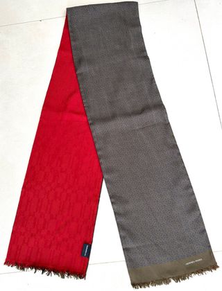 Bufanda Hermès Marrón y Roja/burdeos.