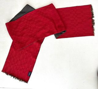 Bufanda Hermès Marrón y Roja/burdeos.