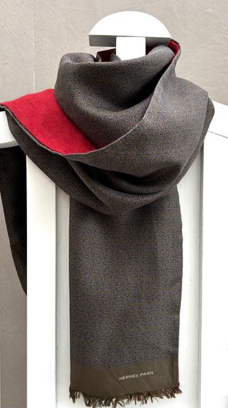 Bufanda Hermès Marrón y Roja/burdeos.