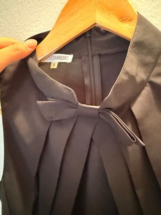 Nara Camicie Top Nero con Fiocco