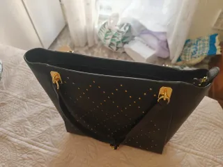 Bolso Tote Ralph Lauren Negro con Tachuelas Dorada