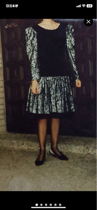 Vestido fiesta negro plata