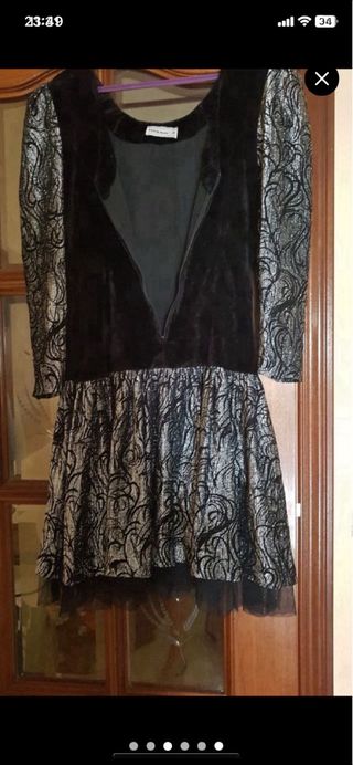 Vestido fiesta negro plata