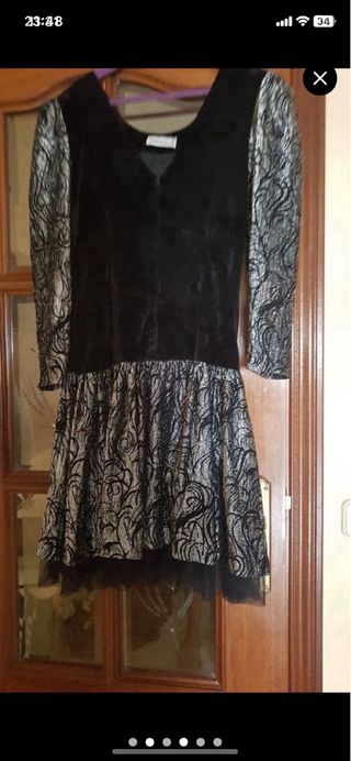 Vestido fiesta negro plata