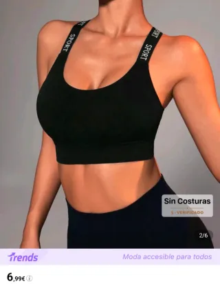 Sujetador deportivo negro sin costuras talla grand