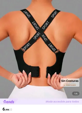 Sujetador deportivo negro sin costuras talla grand