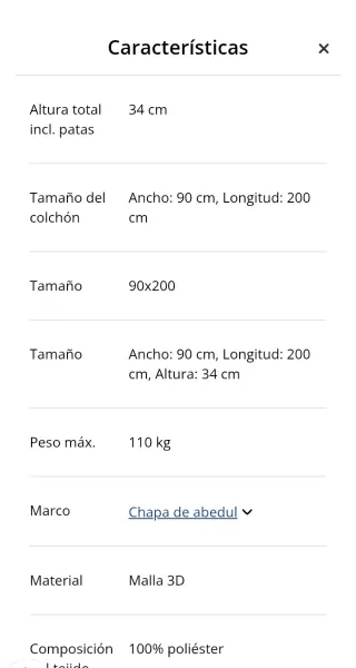 Canapé 90 cm madera nuevo