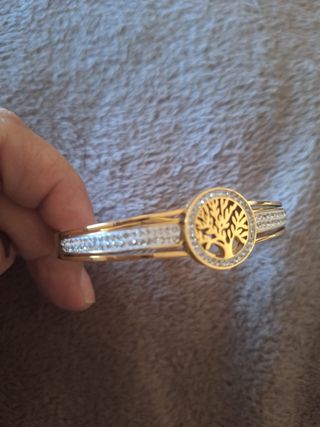 Pulsera árbol de la vida circonitas dorada