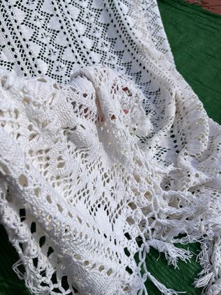Colcha ganchillo hecha a mano antigua grande