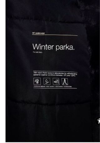 Parka Zara Invierno Negra con Capucha