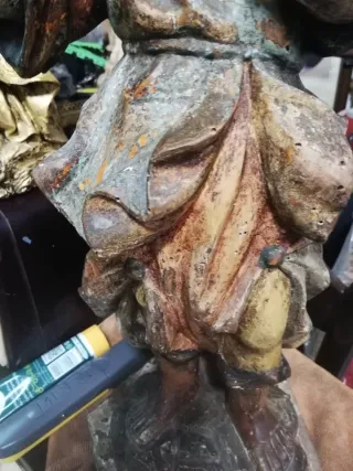 Antigua talla madera niño Jesús policromada