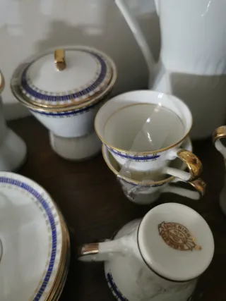 Set caffè porcellana decorato blu