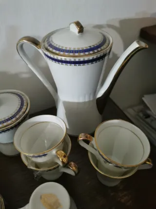 Set caffè porcellana decorato blu