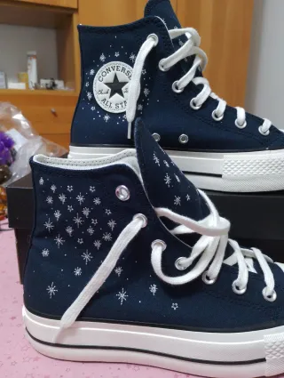 Converse ricamate blu taglia 38