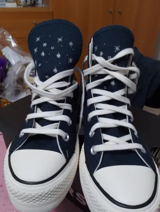 Converse ricamate blu taglia 38