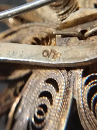 Broche Filigrana Plata Vermeil Flor