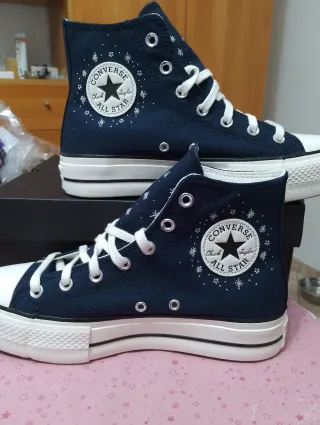 Converse ricamate blu taglia 40
