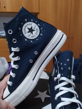 Converse ricamate blu taglia 40