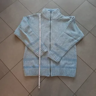 Maglione uomo zip blu/grigio taglia XXXL