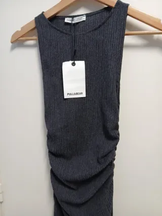 Vestido Pull&Bear gris largo Talla XS