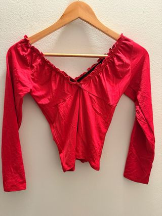 Maglietta top nero manica lunga