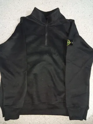 Sudadera Stone Island Negra Media Cremallera