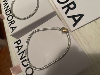 Pulsera Plata Corazón Dorado