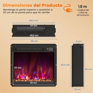 NUEVA Chimenea Eléctrica Empotrable 1500W