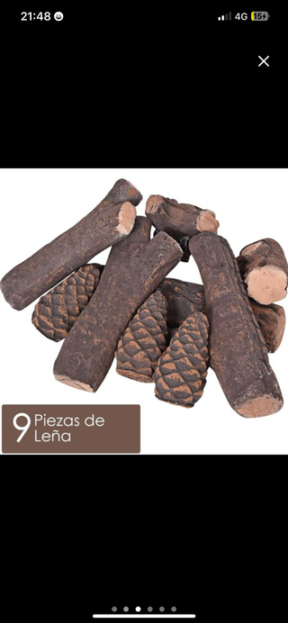 NUEVO 9 Troncos Falsos Chimenea Cerámica