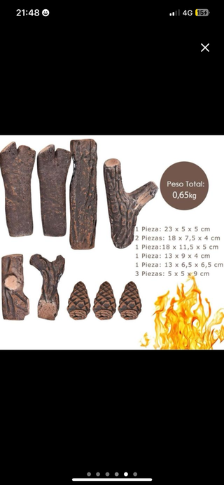 NUEVO 9 Troncos Falsos Chimenea Cerámica