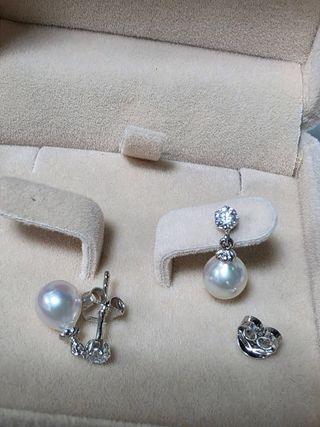 Pendientes Perla Akoya 6.5-7mm Circonita