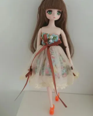 Vestito per bambole 1/6 con stampa floreale e gonna in tulle