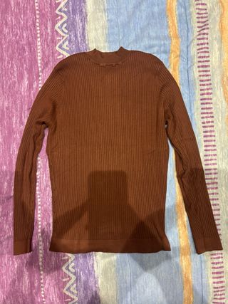 Jersey canelé cuello perkins marrón