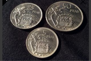Monete serie BA.3Monete 5-25-50 Pesetas 1957 S/C
