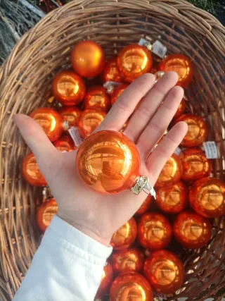 Set 37 Sfere Natalizie Arancione Lucido Vetro 6cm