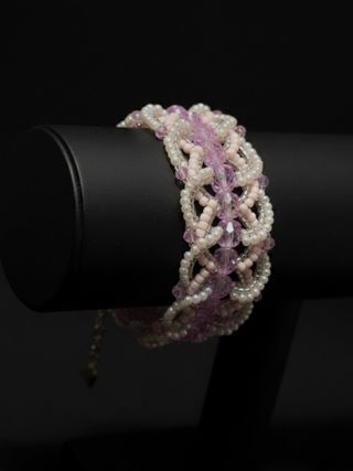 Bracciale retrò cristalli intrecciato artigianale