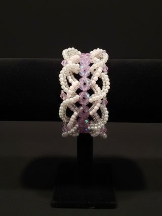 Bracciale retrò cristalli intrecciato artigianale