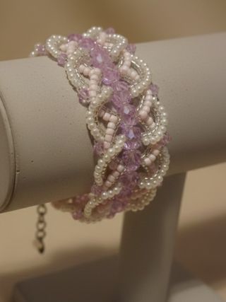 Bracciale retrò cristalli intrecciato artigianale