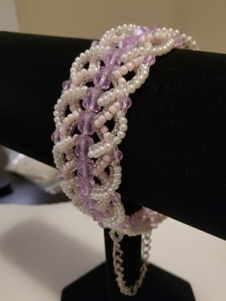 Bracciale retrò cristalli intrecciato artigianale