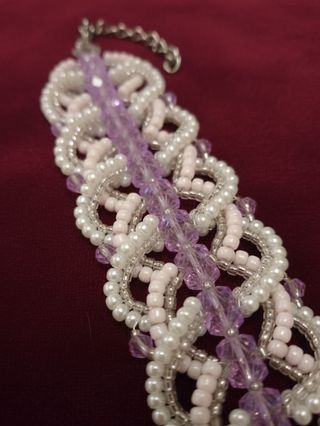 Bracciale retrò cristalli intrecciato artigianale