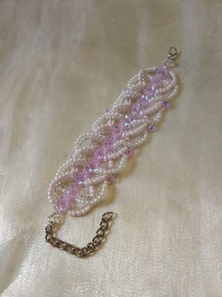 Bracciale retrò cristalli intrecciato artigianale