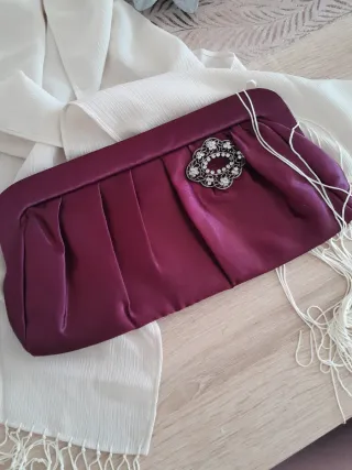 Conjunto evento beige y morado