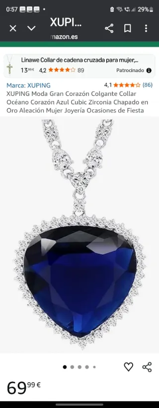 Collar Corazón Azul Titanic