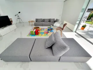 Sofá modular chaise longue gris