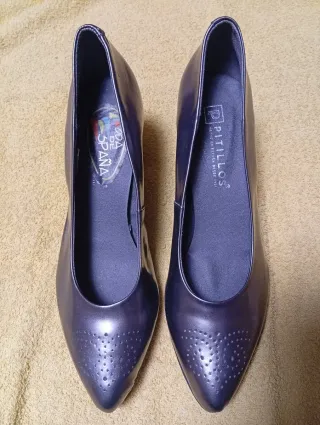 Zapatos Pitillos Talla 40 Gris/Plata
