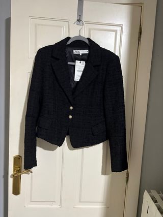 Chaqueta Zara Negra Texturizada
