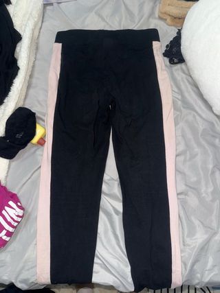 Mallas Fila Negras con Raya Rosa