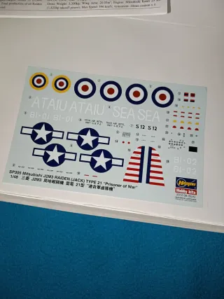 Aereo Kit Mitsubishi J2M3 Raiden Hasegawa 1/48